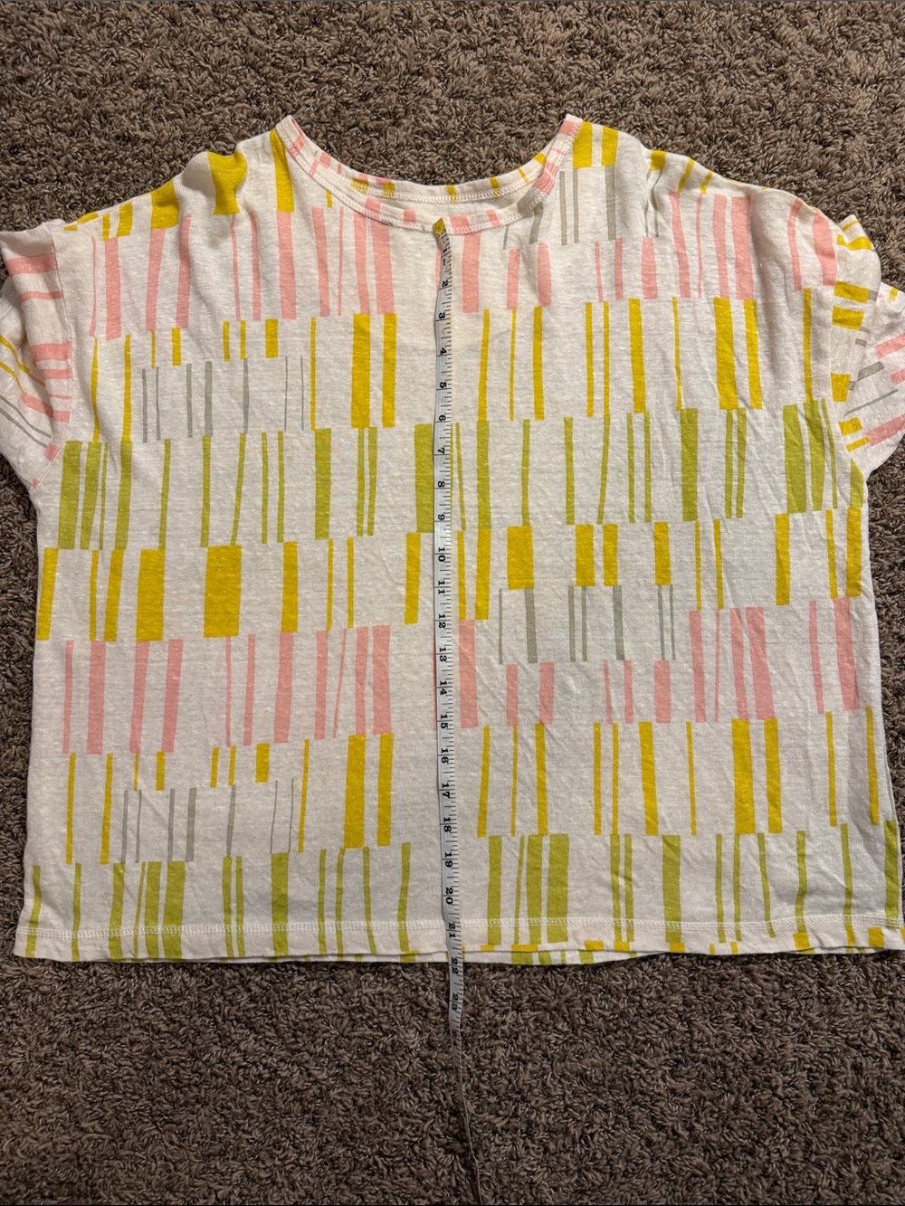 Gudrun Sjoden Short Sleeve Geometric Print Top in Pink, Yellow, and Green - Picture 6 of 6